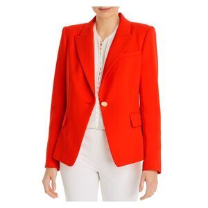 KOBI HALPERIN Womens Orange One-button Long Sleeve Wear To Work Blazer Jacket XS